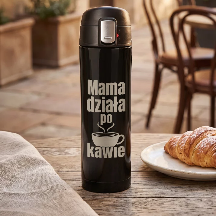 Kubek Termiczny 440ml Na Dzień Mamy Prezent Dla Mamy: Mama Działa Po Kawie