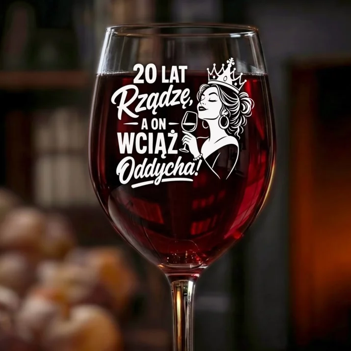 Kieliszek Do Wina Na 20 Rocznicę Ślubu Prezent Dla Kobiety: 20 Lat Rządzę Kieliszek Do Wina Na 20 Rocznicę Ślubu Prezent Dla Kobiety: 20 Lat Rządzę