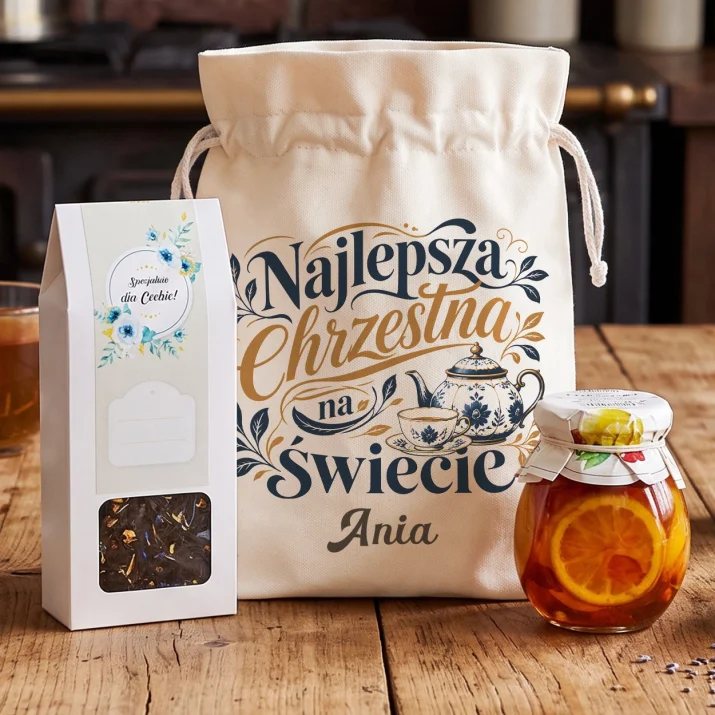 Zestaw Herbaciany Dla Chrzestnej Prezent Dla Kobiety: Najlepsza Chrzestna Na