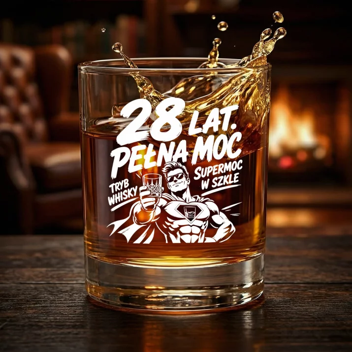 Szklanka Do Whisky Dla 28 Latka Prezent Na 25 Urodziny Dla Mężczyzny: 28 Lat. Pełna Moc