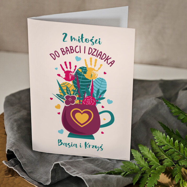 Z miłości do babci i dziadka - kartka z życzeniami