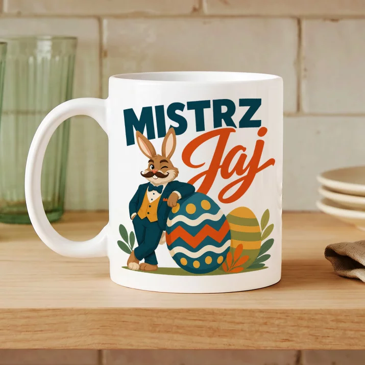 Kubek Z Nadrukiem Na Wielkanoc Prezent Dla Mężczyzny: Mistrz Jaj Kubek Z Nadrukiem Na Wielkanoc Prezent Dla Mężczyzny: Mistrz Jaj