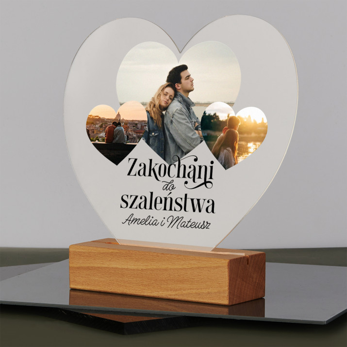 Zakochani do szalenstwa - Wydruk na szkle akrylowym led serce