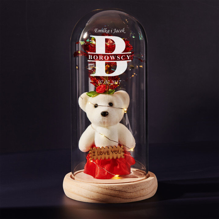 Zakochani - Wieczna róża z misiem Zakochani - Wieczna róża z misiem