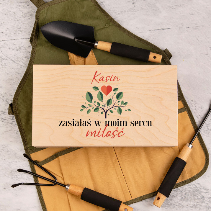 Zasiałaś w moim sercu miłość - Zestaw narzędzi ogrodowych w pudełku