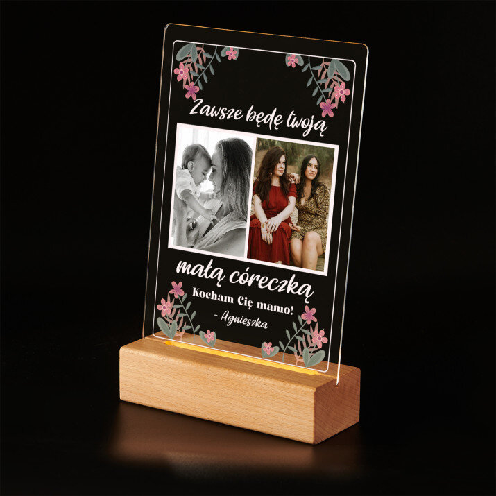 Zawsze będę Twoją córeczką - Wydruk na szkle akrylowym z podstawką led