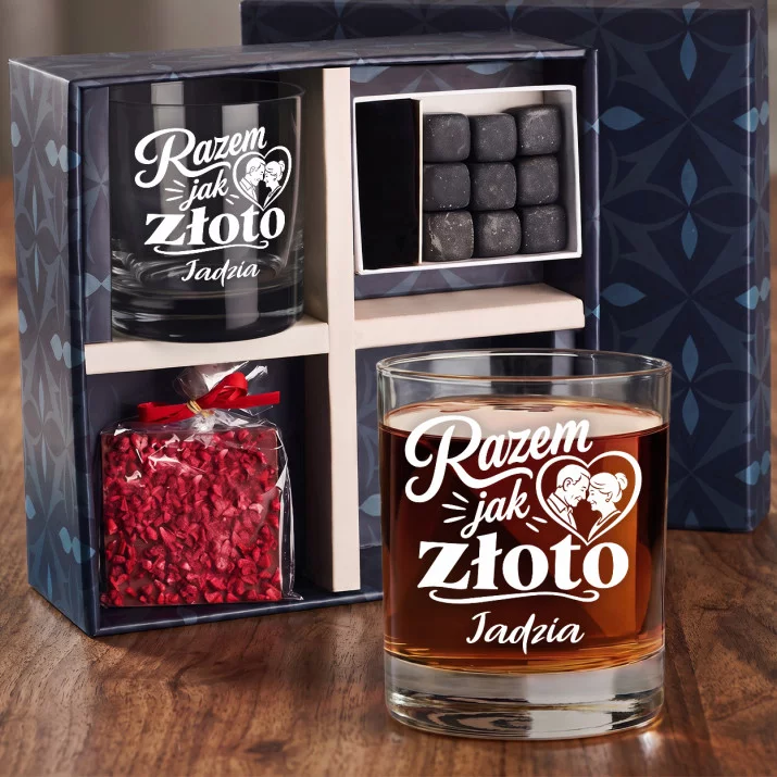 Zestaw Prezentowy Whisky Na 50 Rocznicę Ślubu Dla Kobiety: Razem Jak Złoto Zestaw Prezentowy Whisky Na 50 Rocznicę Ślubu Dla Kobiety: Razem Jak Złoto
