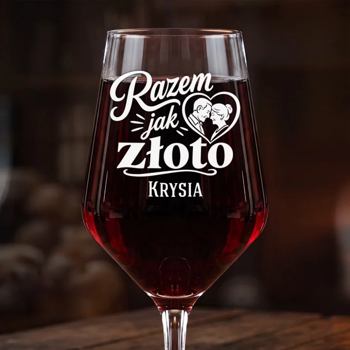 Mega Kieliszek Do Wina z Grawerem Na 50 Rocznicę Ślubu Prezent Dla Kobiety: Razem Jak Złoto Mega Kieliszek Do Wina z Grawerem Na 50 Rocznicę Ślubu Prezent Dla Kobiety: Razem Jak Złoto
