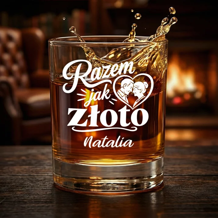 Szklanki Do Whisky z Grawerem Na 50 Rocznicę Ślubu Prezent Dla Kobiety: Razem Jak Złoto Szklanki Do Whisky z Grawerem Na 50 Rocznicę Ślubu Prezent Dla Kobiety: Razem Jak Złoto