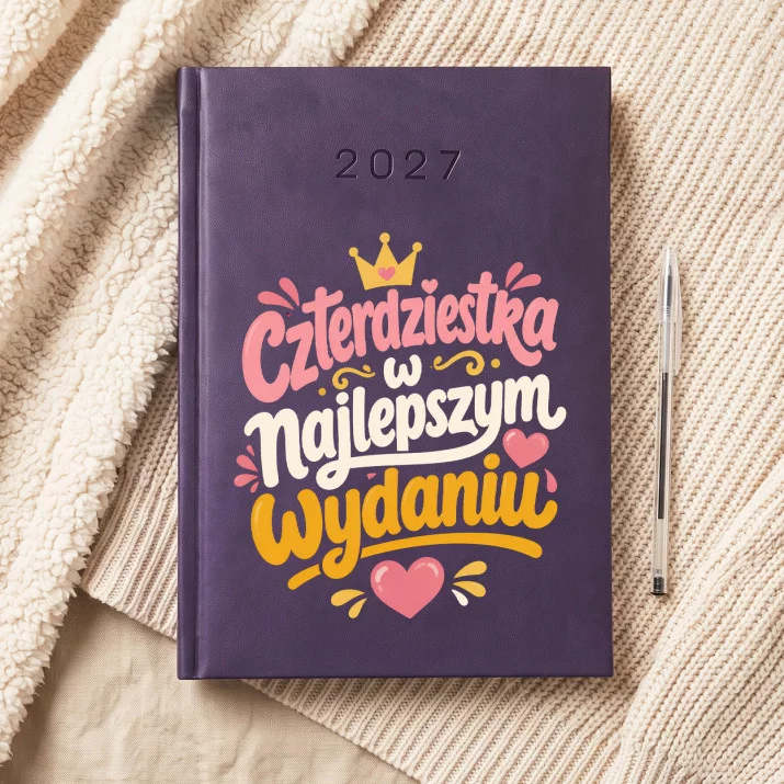 Kalendarz Książkowy A5 2027 Na 40 Urodziny Kobiety Prezent Na 40 Urodziny Dla Kobiety: Kawaii Czterdziestka