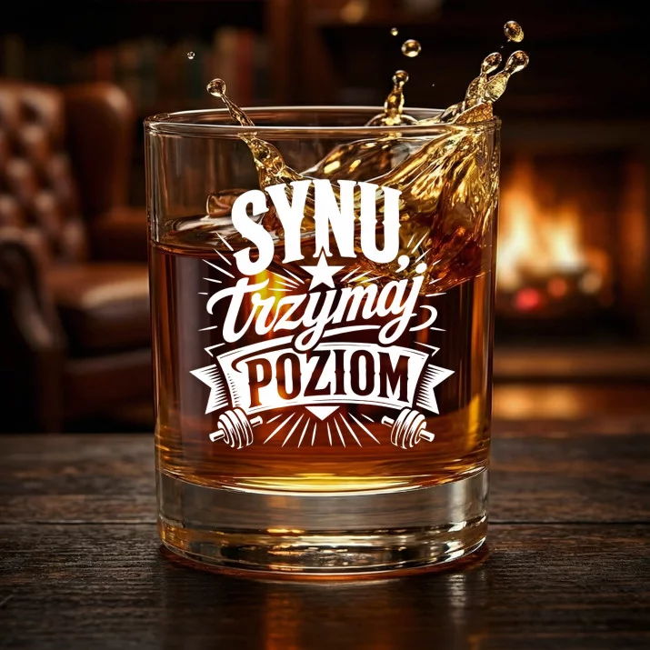 Szklanka Do Whisky Dla Syna Prezent Dla Mężczyzny: Synu, Trzymaj Poziom Szklanka Do Whisky Dla Syna Prezent Dla Mężczyzny: Synu, Trzymaj Poziom