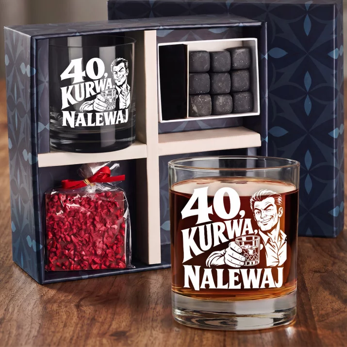 Zestaw Prezentowy Whisky Na 40 Urodziny Dla Mężczyzny: 40, Kurwa, Nalewaj