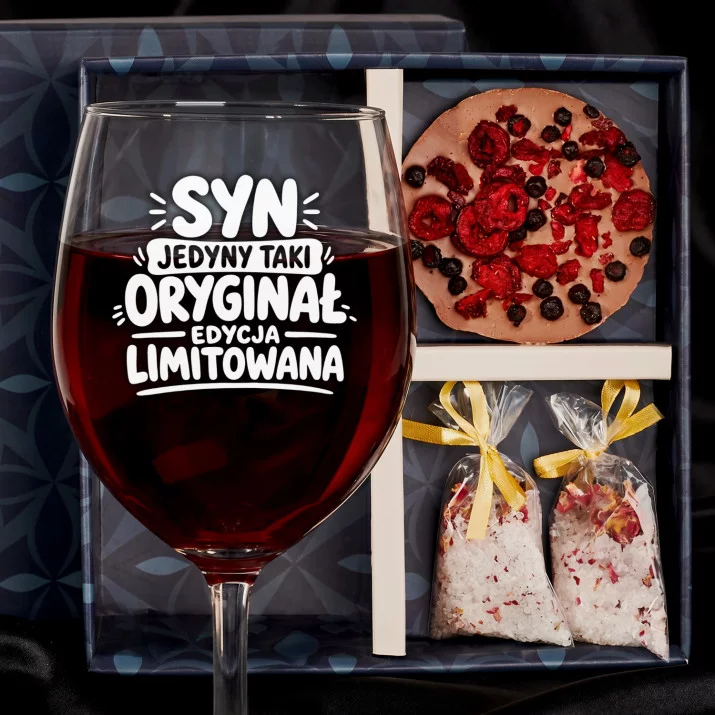 Zestaw Prezenowy Z Kieliszkiem Do Wina Dla Syna: Syn Oryginał Limitowany Zestaw Prezenowy Z Kieliszkiem Do Wina Dla Syna: Syn Oryginał Limitowany