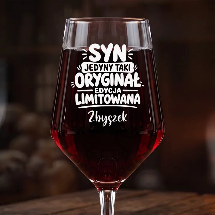 Mega Kieliszek Do Wina z Grawerem Dla Syna Prezent Dla Mężczyzny: Syn Oryginał Limitowany
