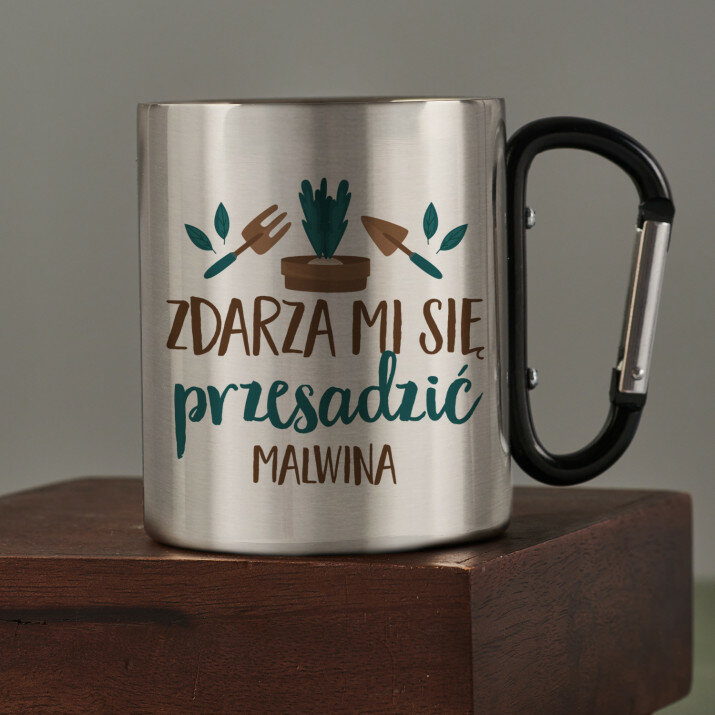 Zdarza mi się przesadzić - Kubek metalowy z karabińczykiem