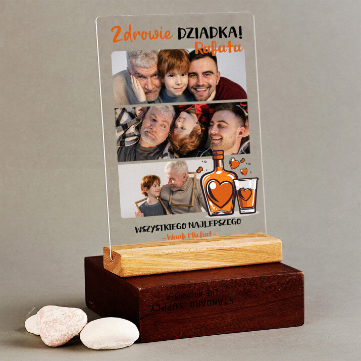 zdrowie dziadka - Wydruk na szkle akrylowym z podstawką