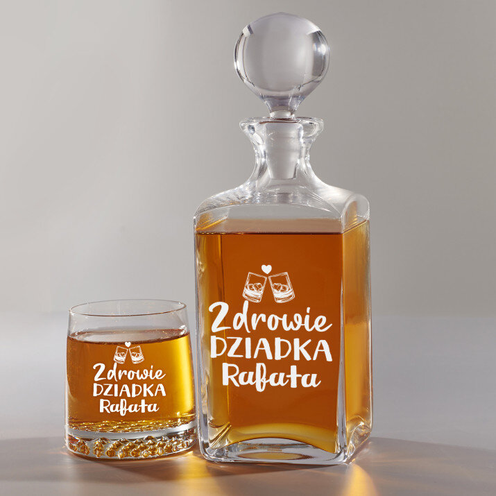 Zdrowie dziadka - Zestaw Grawerowana Karafka I Szklanki Do Whisky