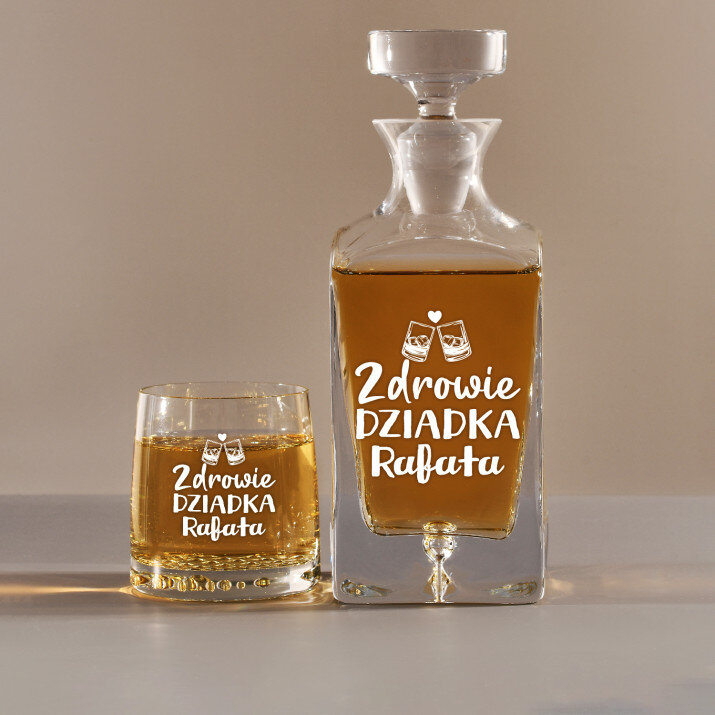 Zdrowie dziadka - Zestaw Grawerowana Karafka I Szklanki Do Whisky