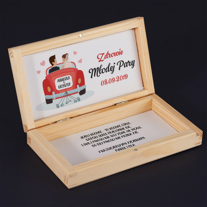 Zdrowie młodej pary - Drewniane pudełko na pieniądze