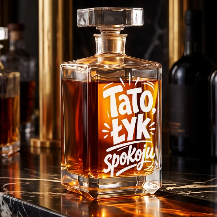 Karafka Do Whisky z Grawerem Na Dzień Ojca Prezent Dla Taty: Tato, Łyk Spokoju Karafka Do Whisky z Grawerem Na Dzień Ojca Prezent Dla Taty: Tato, Łyk Spokoju