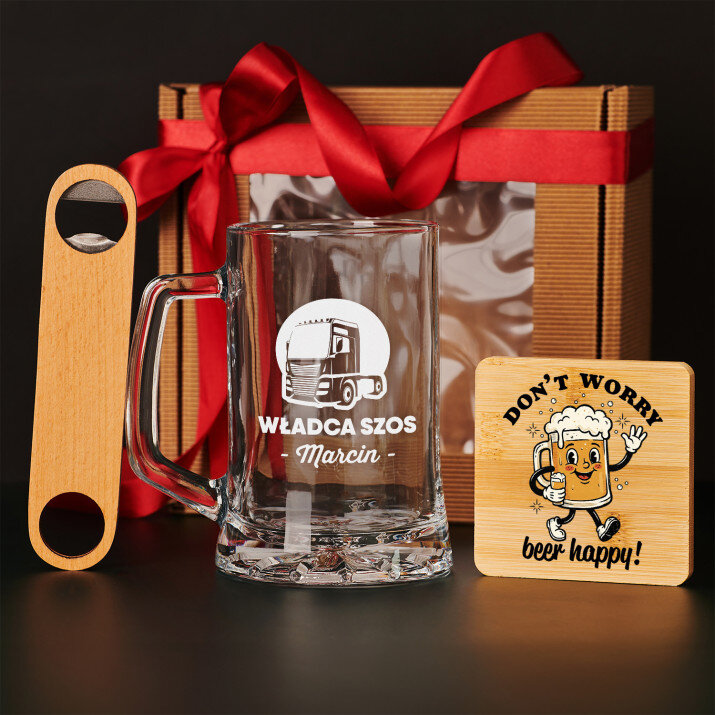 Zestaw prezentowy dla kierowcy z kuflem i otwieraczem
