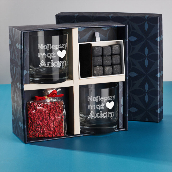 Zestaw prezentowy dla męża 2 ze szklankami do whisky