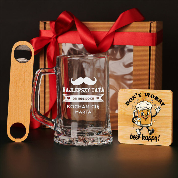 Zestaw prezentowy dla najlepszego taty z kuflem i otwieraczem