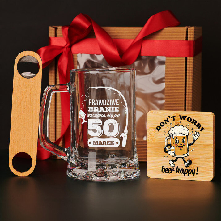 Zestaw prezentowy dla wędkarza z kuflem i otwieraczem Zestaw prezentowy dla wędkarza z kuflem i otwieraczem