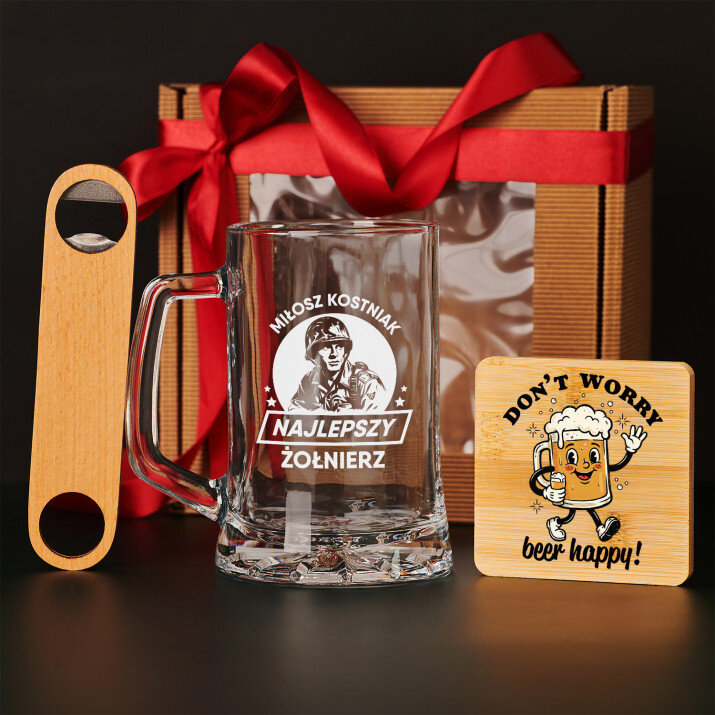 Zestaw prezentowy dla żołnierza z kuflem i otwieraczem