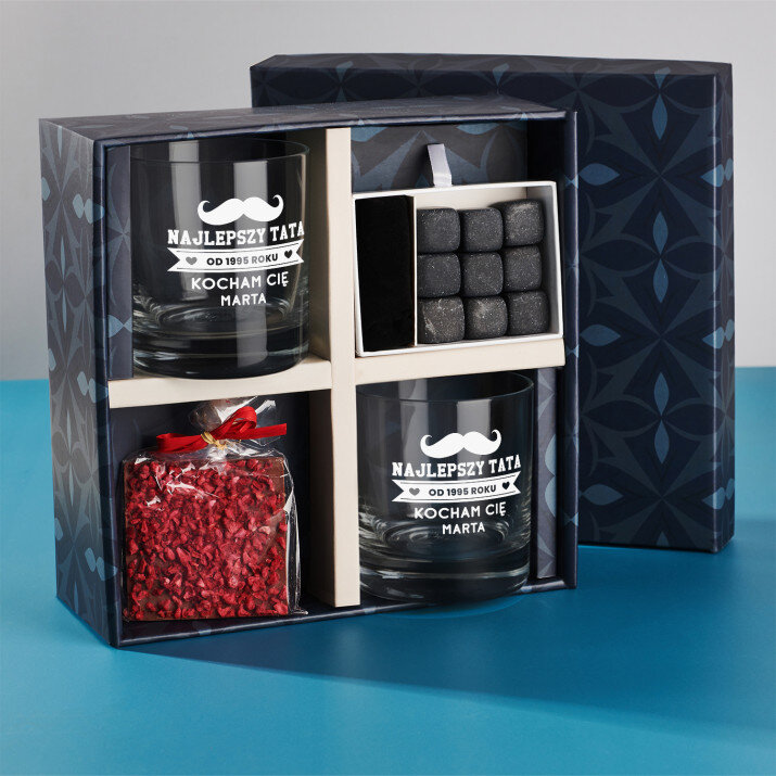 Zestaw prezentowy na dzień ojca ze szklankami do whisky