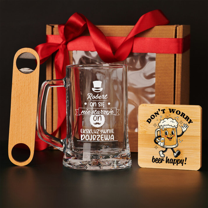 Zestaw prezentowy na urodziny 2 z kuflem i otwieraczem