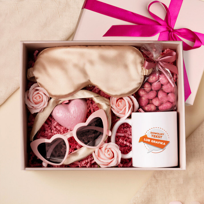 Zestaw prezentowy Projekt własny z kubkiem i satynową opaską