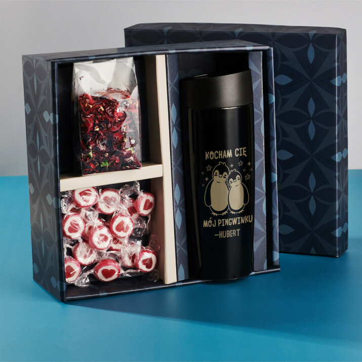 Zestaw prezentowy romantyczny z kubkiem termicznym
