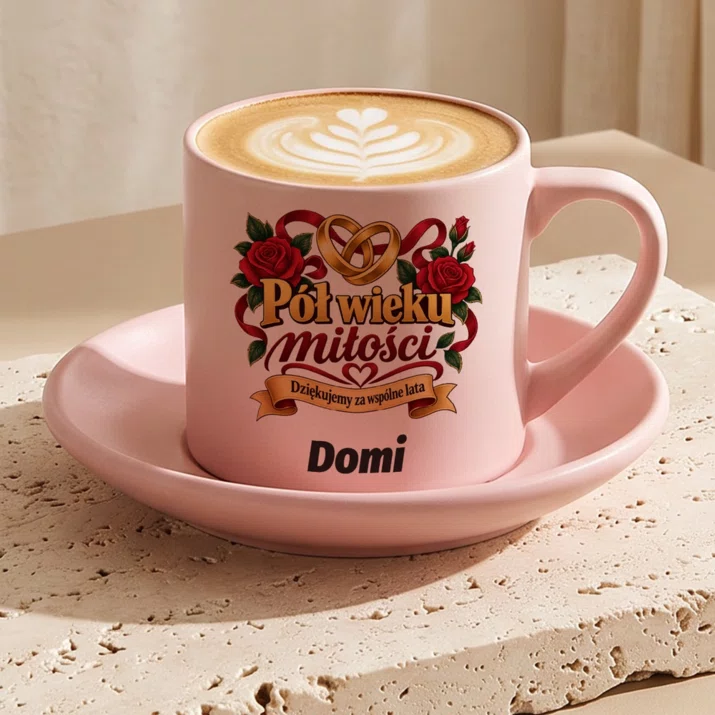 Filiżanka Personalizowana Na 50 Lecie Ślubu Prezent Dla Kobiety: Pół Wieku Miłości