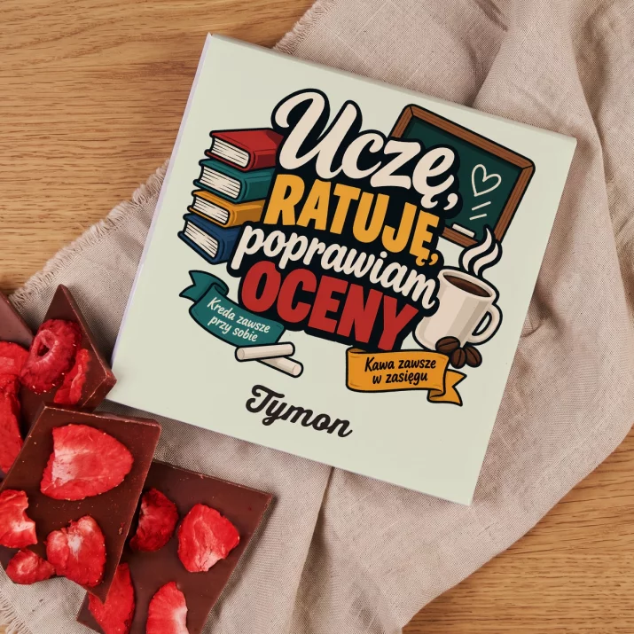 Czekolada z Truskawkami Dla Nauczyciela Prezent Na Dzień Nauczyciela Dla Mężczyzny: Uczę, Ratuję, Poprawiam Czekolada z Truskawkami Dla Nauczyciela Prezent Na Dzień Nauczyciela Dla Mężczyzny: Uczę, Ratuję, Poprawiam