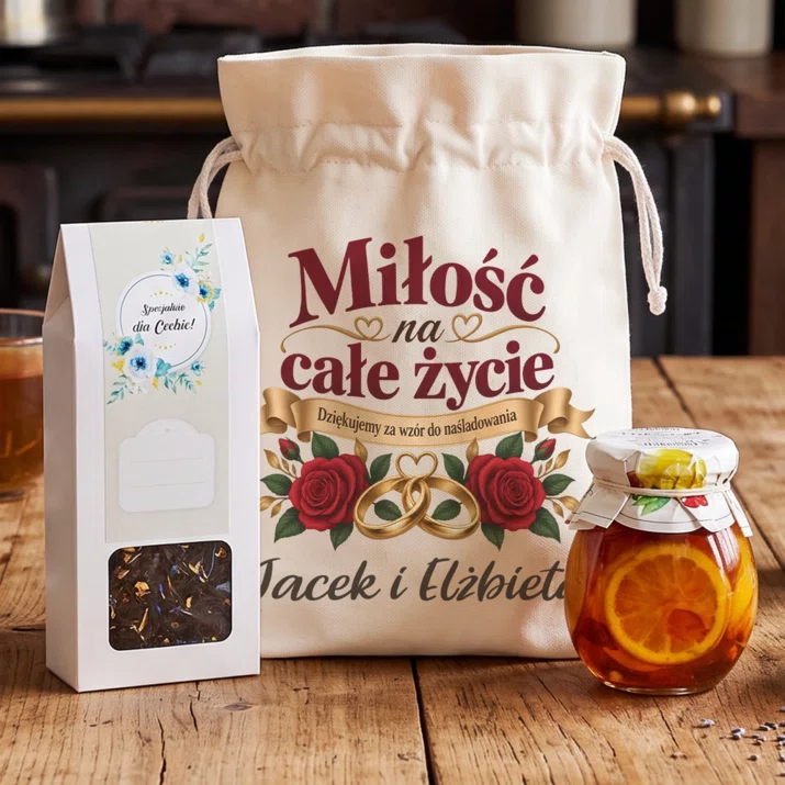 Zestaw Prezentowy z Herbatą Na 40 Lecie Ślubu Prezent Dla Pary: Miłość Na Całe Życie Zestaw Prezentowy z Herbatą Na 40 Lecie Ślubu Prezent Dla Pary: Miłość Na Całe Życie