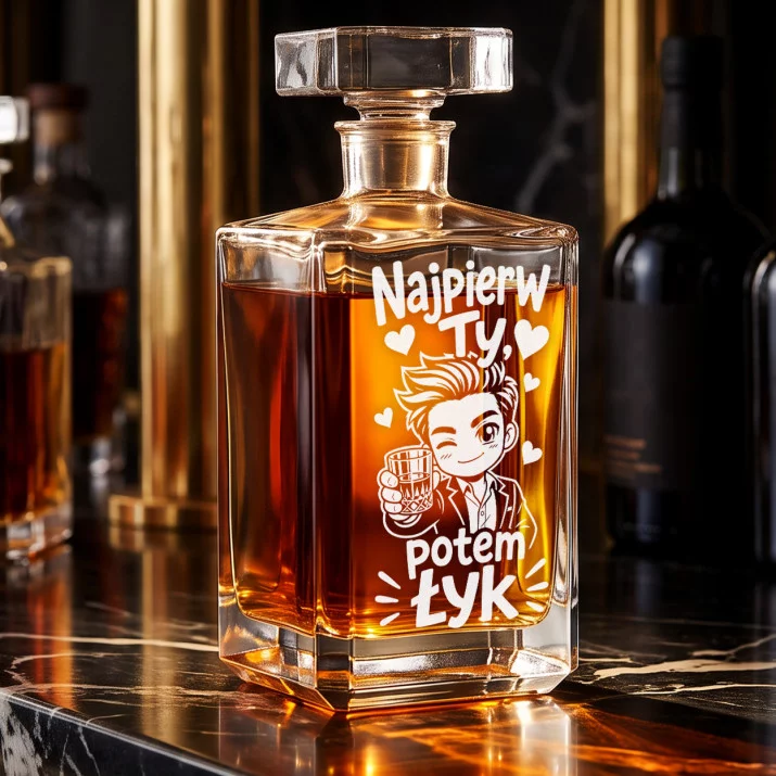 Karafka Do Whisky z Grawerem Na Walentynki Prezent Na Rocznicę: Najpierw Ty, Potem Łyk Karafka Do Whisky z Grawerem Na Walentynki Prezent Na Rocznicę: Najpierw Ty, Potem Łyk