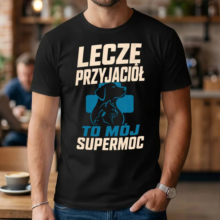 Koszulka Męska Dla Weterynarza Prezent Dla Mężczyzny: Leczę Przyjaciół