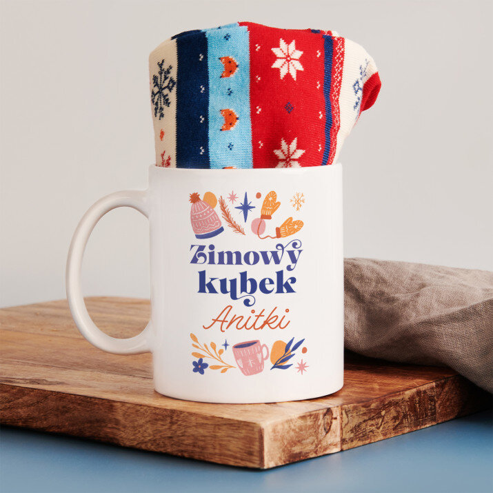 Zimowy kubek - Zimowe skarpetki w kubku