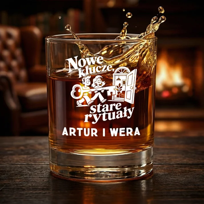 Szklanki Do Whisky z Grawerem Na Nowy Dom Prezent Dla Pary: Nowe Klucze, Stare Szklanki Do Whisky z Grawerem Na Nowy Dom Prezent Dla Pary: Nowe Klucze, Stare