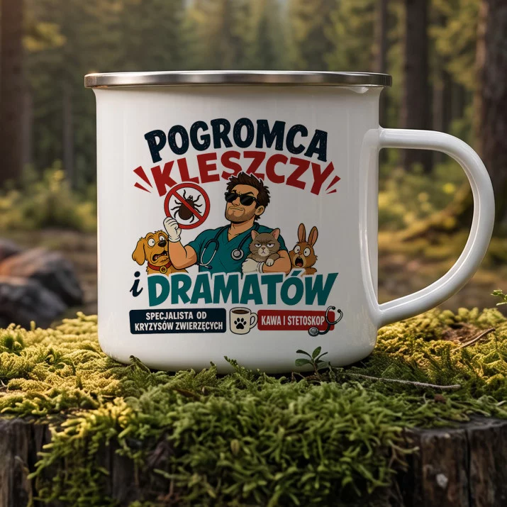 Kubek Emaliowany Dla Weterynarza Prezent Dla Mężczyzny: Weterynaryjny Humor