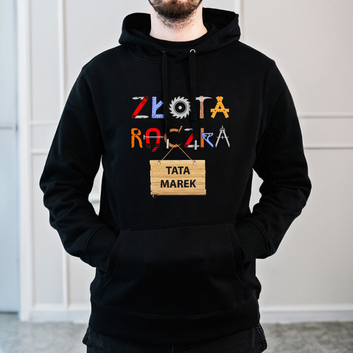 Złota rączka - Bluza męska czarna z kapturem