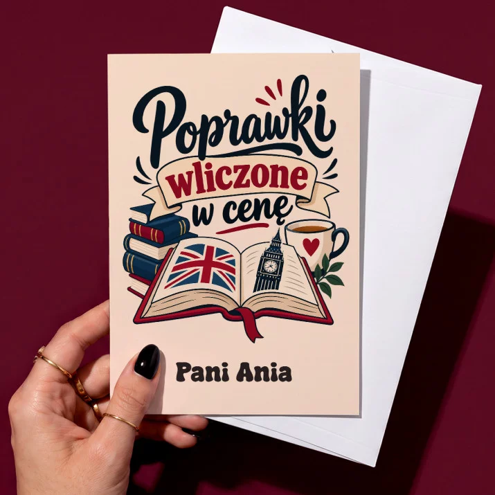 Kartka Personalizowana Dla Nauczycielki Angielskiego Prezent Na Dzień Nauczyciela Dla Kobiety: Poprawki Wliczone W Cenę