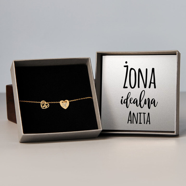 Żona idealna - Bransoletka pozłacana dwa serca