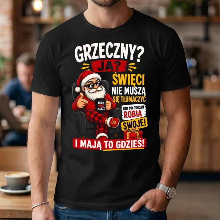 Koszulka Męska Na Mikołajki Prezent Dla Mężczyzny: Grzeczny? Święty