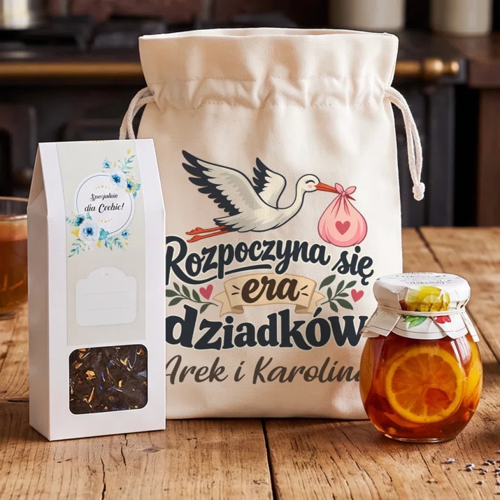 Zestaw Prezentowy z Herbatą Dla Przyszłych Dziadków Prezent Dla Pary: Rozpoczyna Się Era Zestaw Prezentowy z Herbatą Dla Przyszłych Dziadków Prezent Dla Pary: Rozpoczyna Się Era