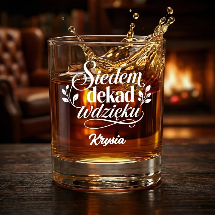 Szklanki Do Whisky z Grawerem Na 70 Urodziny Prezent Dla 70 Latki Kobiety: Siedem Dekad Wdzięku