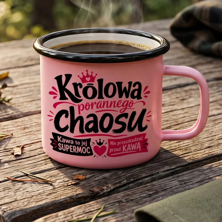 Kubek Emaliowany Na Mikołaja Prezent Dla Kobiety: Poranna Królowa Kubek Emaliowany Na Mikołaja Prezent Dla Kobiety: Poranna Królowa