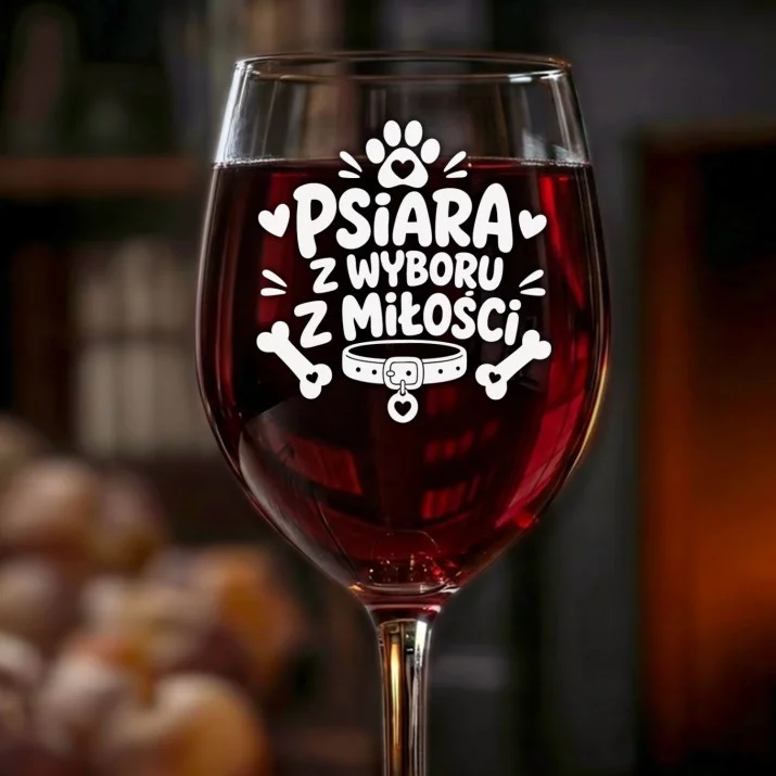 Kieliszek Do Wina Dla Psiary Prezent Dla Kobiety: Psiara Z Miłości Kieliszek Do Wina Dla Psiary Prezent Dla Kobiety: Psiara Z Miłości