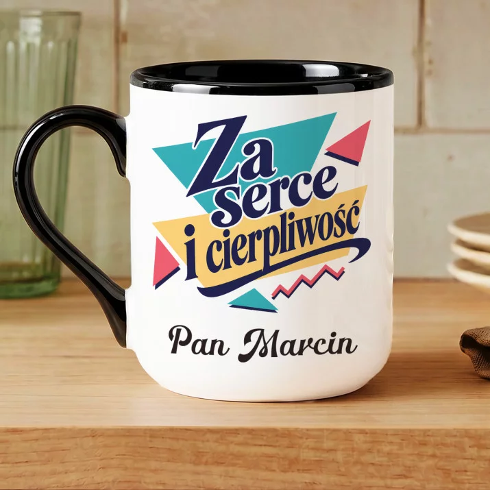 Kubek Personalizowany Dla Wychowawcy Prezent Na Dzień Nauczyciela Dla Mężczyzny: Za Serce I Cierpliwość Kubek Personalizowany Dla Wychowawcy Prezent Na Dzień Nauczyciela Dla Mężczyzny: Za Serce I Cierpliwość